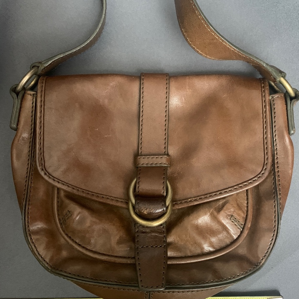 Cole Haan crossbody bag brown leather semishiny